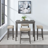 OSP Home Furnishings Celina 5-Piece Counter Height Set Antique Grey/Lt Grey