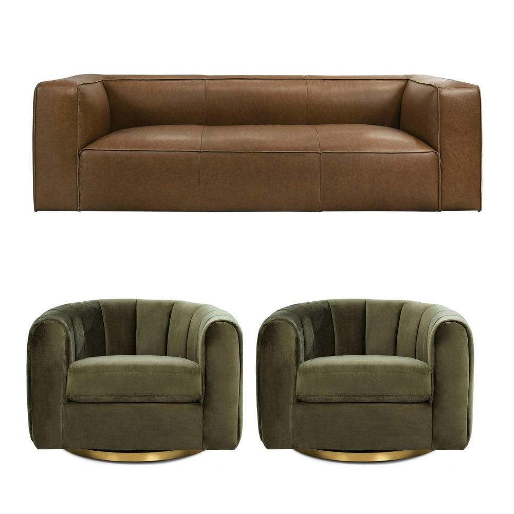English Elm Colton Saddle Tan Milled Leather Sofa with Vintage Patina and Solid Wood Frame B183S00223