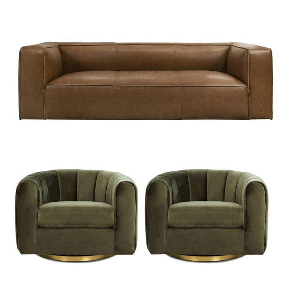 English Elm Colton Saddle Tan Milled Leather Sofa with Vintage Patina and Solid Wood Frame B183S00223