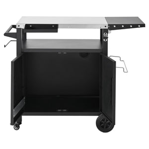English Elm K&k Outdoor Bbq Station Stainless Steel Top Foldable Side Table Locking Wheels N707P379802B