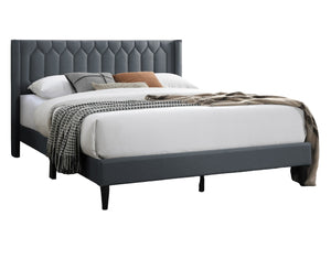 English Elm Modern Diamond Tufted Platform Bed Burlap Upholstered Frame for Loft Bedrooms Charcoal B011P418596