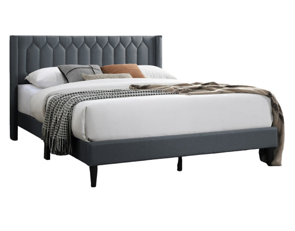 English Elm Modern Diamond Tufted Platform Bed Burlap Upholstered Frame for Loft Bedrooms Charcoal B011P418596