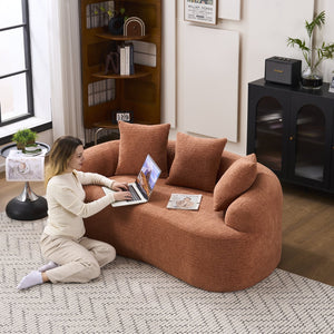 English Elm LY-025S Curved Loveseat Sofa Compact 65" chenille upholstery, 30D foam with spring core, 300lb capacity, 3 pillows, apartment-friendly Coral W2231P292947