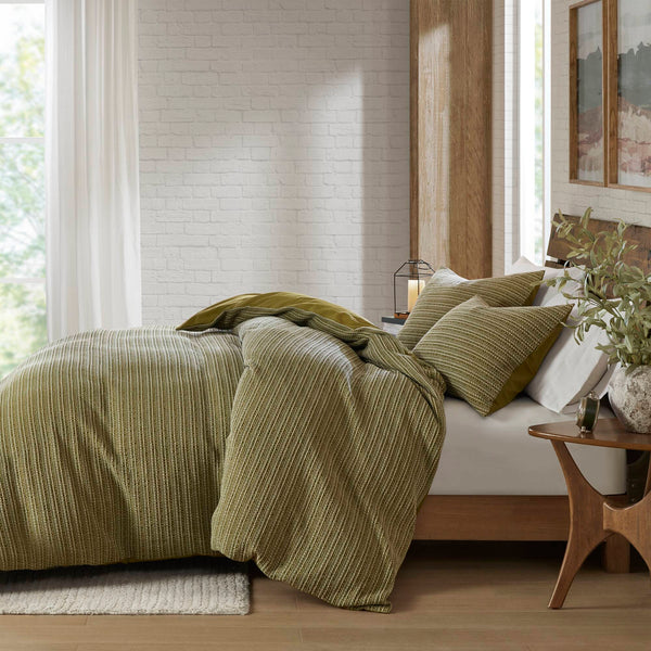 English Elm 3PCS Waffle Washed Comforter Set Full/Queen with Breathable 100% Cotton Face and Plush 270G Fill Green 11.5 L x 9.5 W x 8 H B035P341118