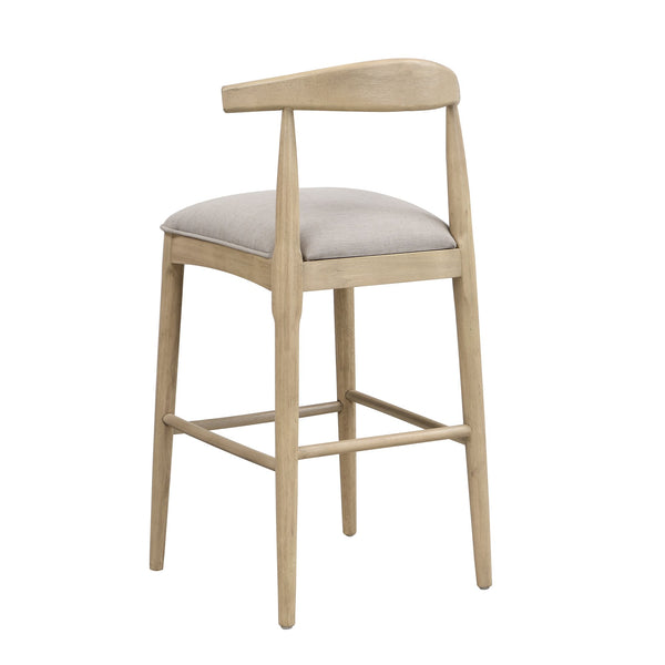 English Elm Christopher Knight Home® - BAR STOOL ladder-back farmhouse set of 2 with upholstered rubberwood seats, tapered legs, timeless charm Grey N771P339893D