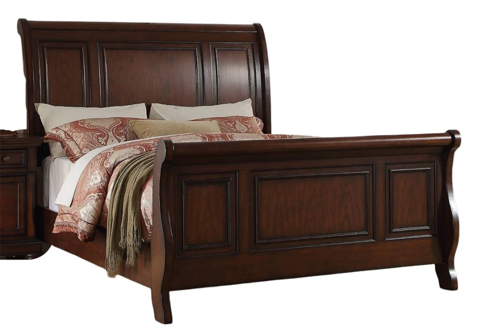 English Elm 1pc California King Panel Bed Cherry Veneer Finish Traditional Bedroom Frame B011S02146