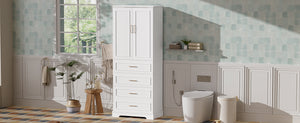 English Elm 72.2'' Tall Freestanding Bathroom Cabinet with 3 Drawers, Adjustable Shelf, Soft-Close Doors, Modern Elegant Design White N729P296769K