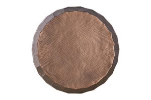 English Elm CT101 Hand-Hammered Round Coffee Table 32" — Hexagonal Patterned Surface, Modern Farmhouse Focal Point Copper G150108440