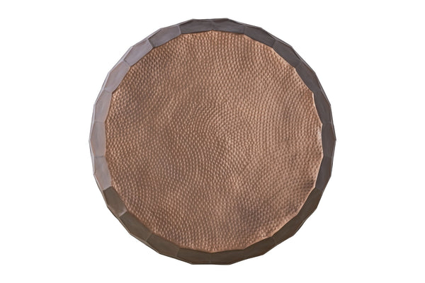 English Elm CT101 Hand‑Hammered Round 32" Coffee Table with Hexagonal Patterned Surface and Timeless Finish Copper B009P295928