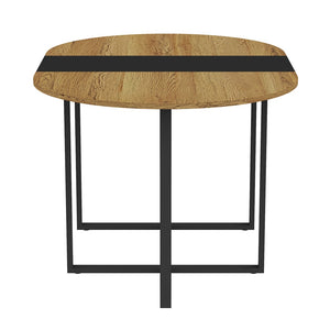 English Elm Sn-ovt150-6-wdbk Two-tone Oval Dining Table Wood Grain Mdf Top Modern Family Kitchen W3875P372896