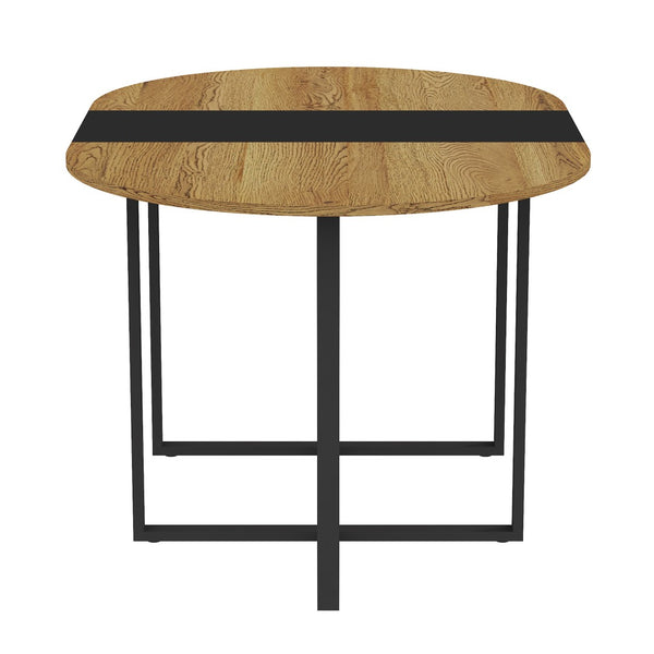 English Elm Sn-ovt150-6-wdbk Two-tone Oval Dining Table Wood Grain Mdf Top Modern Family Kitchen W3875P372896