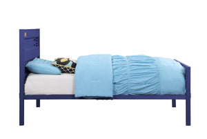 English Elm Cargo Metal Twin Bed with Cargo Container Style, Recessed Panels, Low Profile Frame, 330lb Capacity Blue 56.7 L x 28.75 W x 5.3 H B2726P348947
