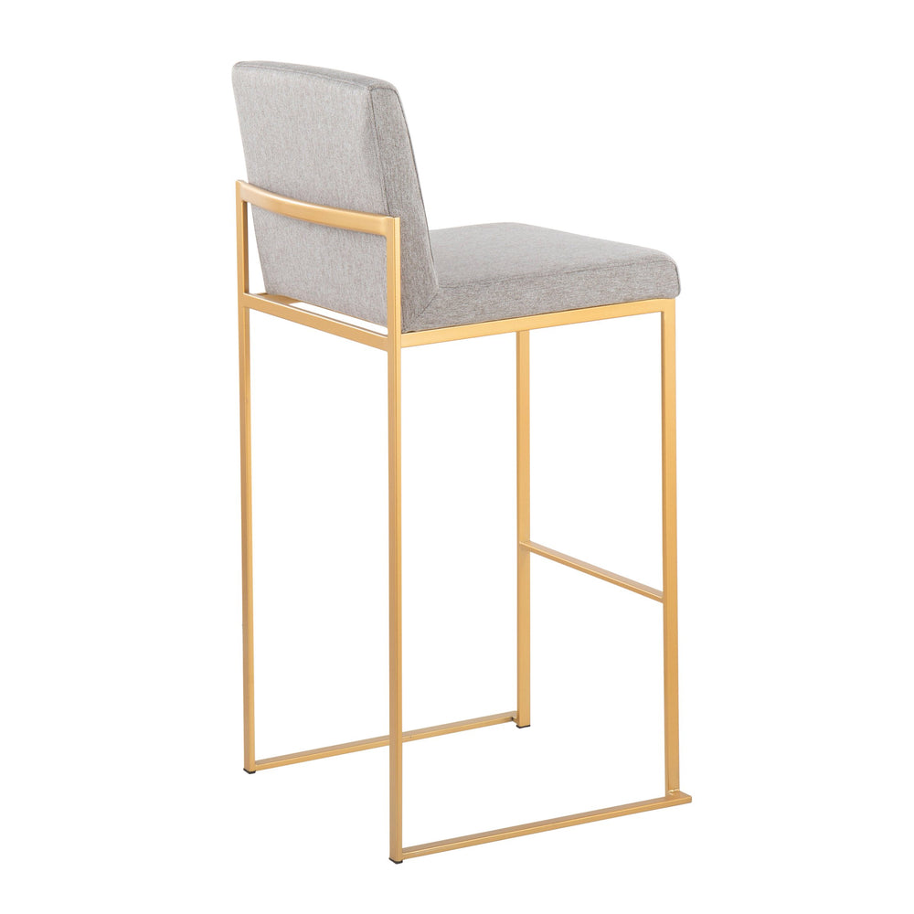 English Elm Fuji Contemporary High Back Barstool Set Of 2 - Stylish Grey Fabric & Gold Steel Frame For Comfort B202P222176
