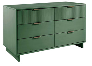 English Elm Granville 55" Sage Green Dresser - 6-Drawer Solid Wood Storage With Gold Handles & Modern Design B365S00088