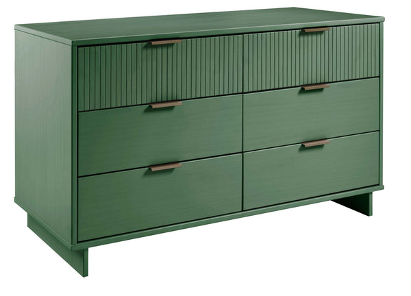 English Elm Granville 55" Sage Green Dresser - 6-Drawer Solid Wood Storage With Gold Handles & Modern Design B365S00088