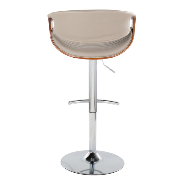 English Elm Symphony Mid-Century Modern Adjustable Barstools - Set Of 2 With Swivel, Chrome Base & Walnut Accent B202S01024-GIGA