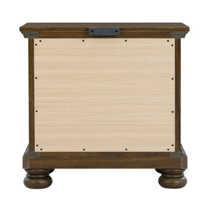 English Elm Brown Wood 2-drawer Nightstand with Usb Charging Crown Molding and Bun Feet B2709P453738