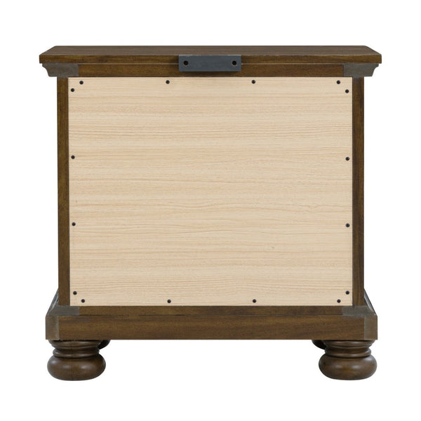 English Elm Brown Wood 2-drawer Nightstand with Usb Charging Crown Molding and Bun Feet B2709P453738