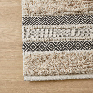 JLA Home INK+IVY - Woven Handcrafted Boho Bath Rug with Textured Stripes, Non-Slip Backing, Machine Washable Elegance 58 L x 22 W x 0.5H II72-1339