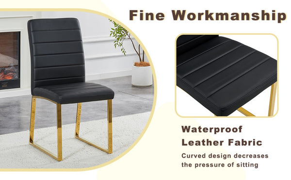 English Elm 6-pack Pu Leather Dining Chairs with Iron Frame and Thick Foam Cushion for Home or Office W2920S00102