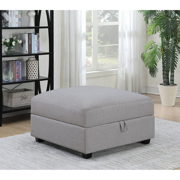 English Elm Austin Square Upholstered Storage Ottoman in Modern Grey Fabric — Plush Seat, Hidden Storage, Durable Build B062P331083