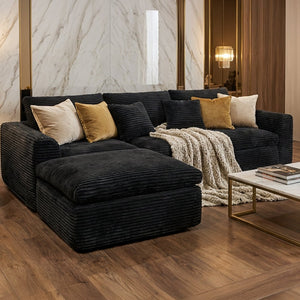 English Elm 108-inch Corduroy Modular Sectional Sofa Frameless Cloud Cushions Convert Sleeper W5105S00001
