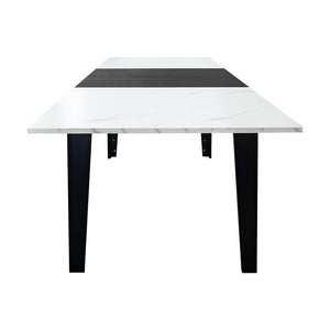 English Elm Dining Table Extendable Woodgrain Melamine Top Seats up to Ten Open Plan Kitchen White Line W331S00209