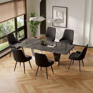 English Elm Modern Dining Chairs Set Of 2 - Comfortable Faux Leather Upholstered Design With Metal Legs T3950P397125