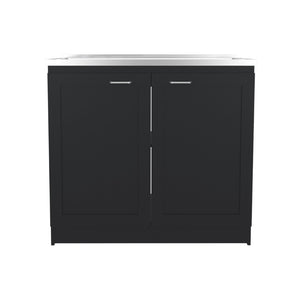 English Elm Zurich Freestanding Utility Sink with Black Cabinet Two Shelves for Laundry Garage B070S00372