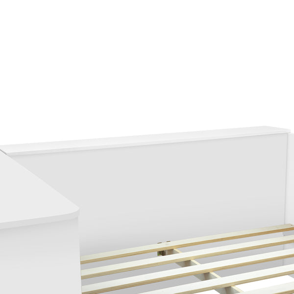 English Elm Full Size Wooden Platform Bed With Integrated Desk, 6 Drawers, Wardrobe & Modern Shelves, White Finish N820S00060K