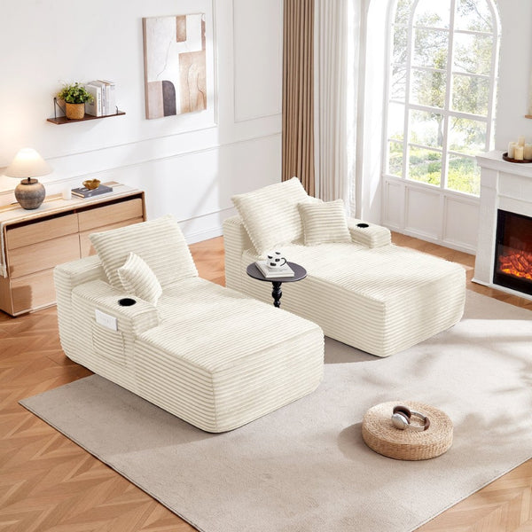 English Elm New1-69" Cloud Sectional Plush Fabric Double Chaise Sofa Deep Seat Modern Lounge W3975P490768