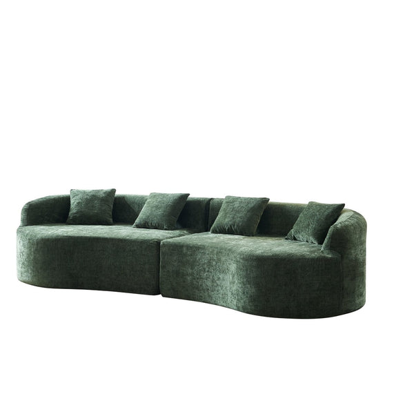 English Elm 111" L Shaped Cloud Sofa Plush Chenille Upholstered High Density Foam Apartment Living Room Green W1669S00056