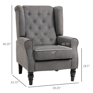 English Elm Modern Diamond-tufted Accent Chair Eucalyptus Frame Rounded Arms Living Room Seat T3971P405899