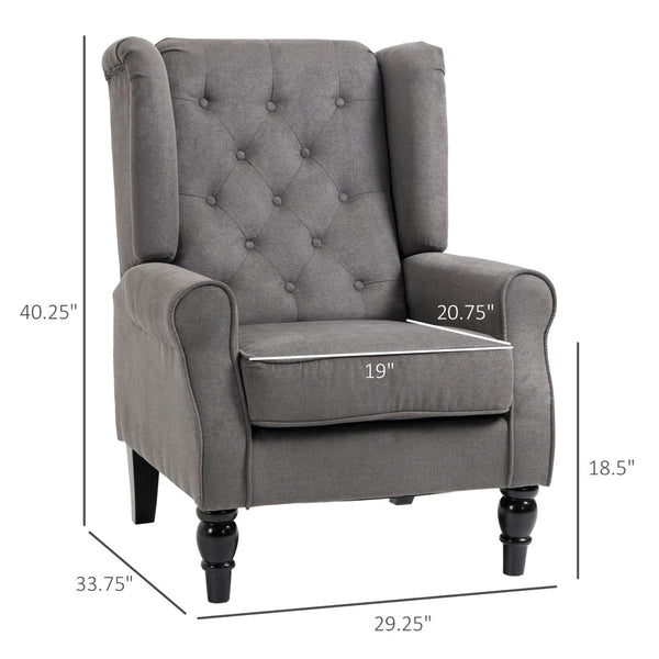English Elm Modern Diamond-tufted Accent Chair Eucalyptus Frame Rounded Arms Living Room Seat T3971P405899
