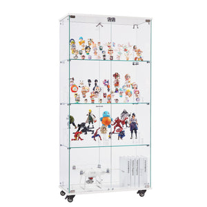 English Elm 4 Tier Glass Display Cabinet - Elegant Double Door Design With Locks & Adjustable Shelves For Every Space W1668P241907