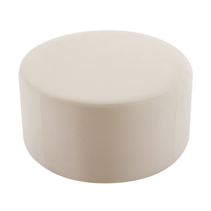 English Elm Christopher Knight Home® - OTTOMAN Cream Velvet Round 30" x 16" — Plush Foam Seat, Versatile Footrest, Extra Seating, Modern Glam N757P181733C