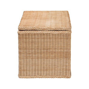 English Elm Bohemian Handcrafted Rattan Round Footstool with Open Lattice Weave and Foam Seat B2750P467836