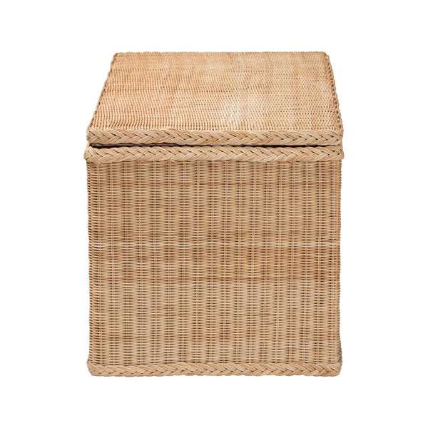 English Elm Bohemian Handcrafted Rattan Round Footstool with Open Lattice Weave and Foam Seat B2750P467836