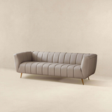 English Elm Ashcroft Furniture - Lamattina Genuine Italian Grey Leather Channel Tufted Sofa