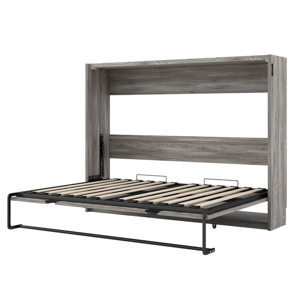 English Elm Full Full Size Murphy Bed Cabinet Gray — Space-Saving Fold-Down Full Bed with 800lb Capacity, Sleek Design N709P002048D