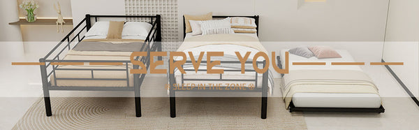 English Elm Heavy-duty Metal Twin over Twin Bunk Bed Black – Rust-Resistant Steel, Safety Rail, Non-Slip Ladder W1935P294225