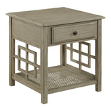 OSP Home Furnishings Cambridge Side Table w/ Drawer Bone Finish