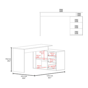 English Elm Wenge L-Shape Desk with 3 Drawers, Spacious Under-Desk Storage, Durable Melamine Finish for Office Elegance B062P380086