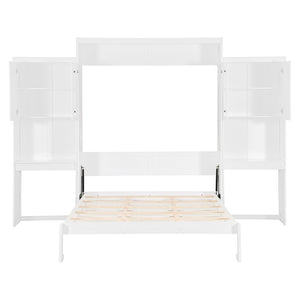 English Elm Queen Size Murphy Bed With Integrated Desk, Vanity & Storage Cabinets For Versatile Living Spaces N820S10057K-GIGA