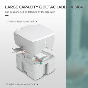 English Elm Outsunny Portable Toilet For Camping & Travel, 5.3 Gallon, Anti-Leak Pump, Level Indicator & More! W2225P200494-GIGA