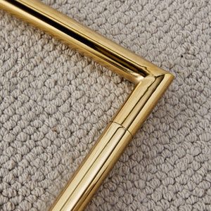 English Elm Table And Chair Set: Luxurious 71" Pandora Glass Dining Table With Gold Legs & 6 White Pu Chairs W1151S03227-GIGA