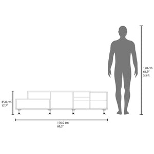 English Elm Athol 69" Two-Tier TV Stand Black – Sleek Engineered Wood Media Console, Cable Management, Fits 75" TVs B070P264146