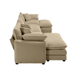 English Elm Oversized Modular Cushion Sofa Set - Versatile L-Shaped Deep Seating With Ottoman For Stylish Living W714S00798-GIGA