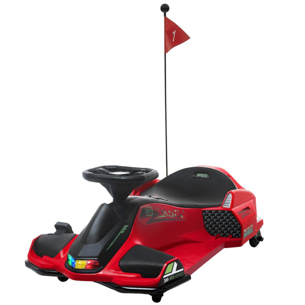 English Elm Aosom Kids Battery Powered Drift Kart with Led Lights Music and Slow Start Feature W2225P217181