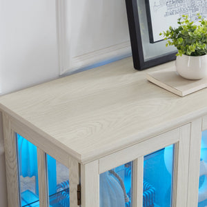 English Elm Led Curio Display Cabinet With Bluetooth Lighting - Antique White Showcase For Collectibles & Décor W1758P387894